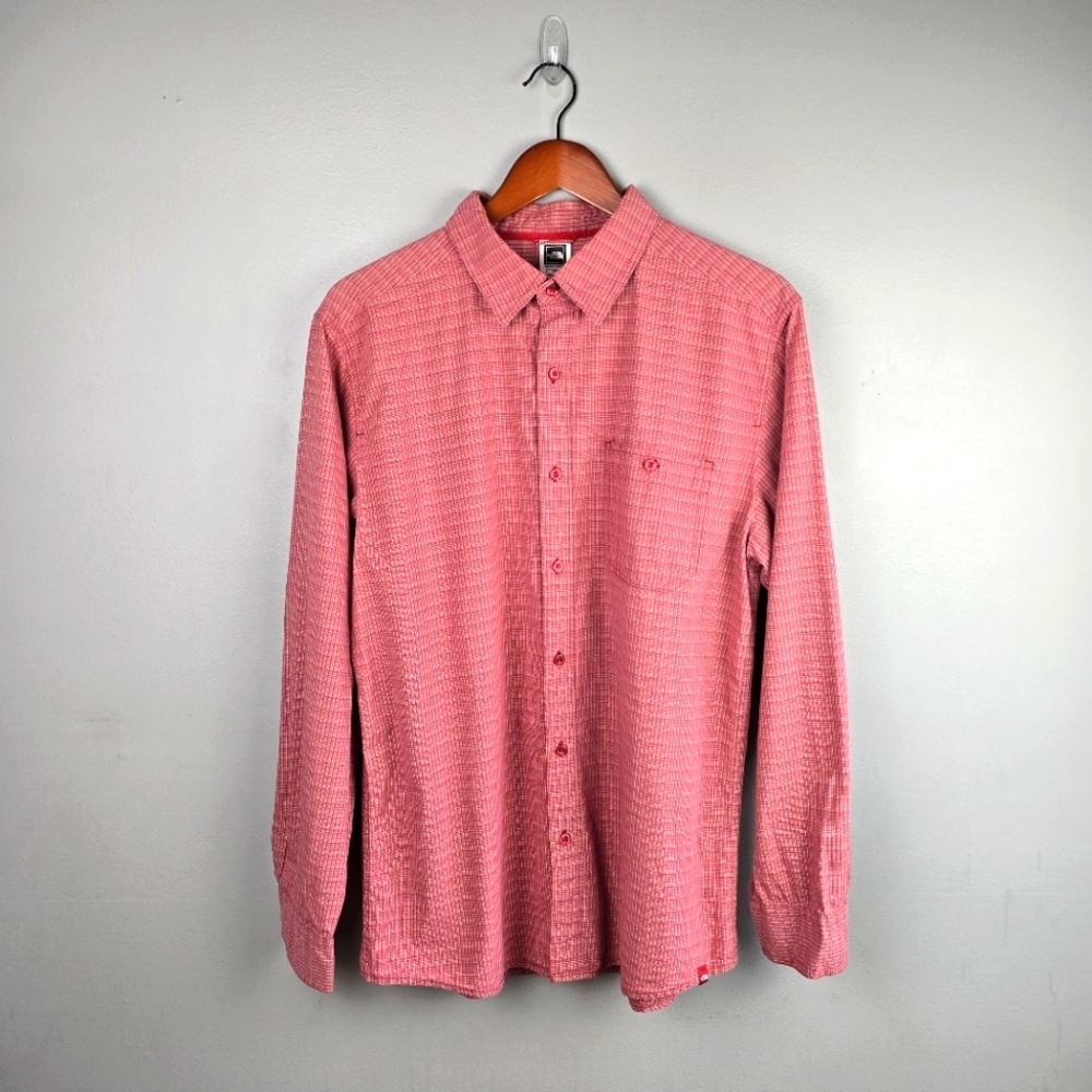 THE NORTH FACE Casual Button Down Long Sleeve Red Shirt Men Size L Preppy Office